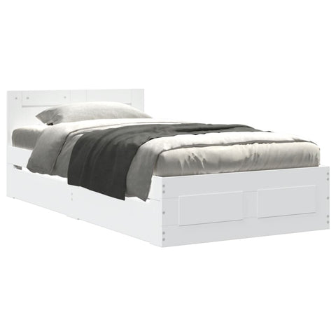 vidaXL Bed Frame with Headboard without Mattress White 75x190 cm Small Single