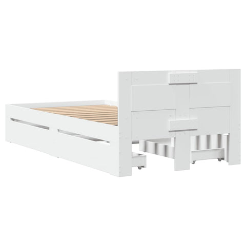 vidaXL Bed Frame with Headboard without Mattress White 75x190 cm Small Single