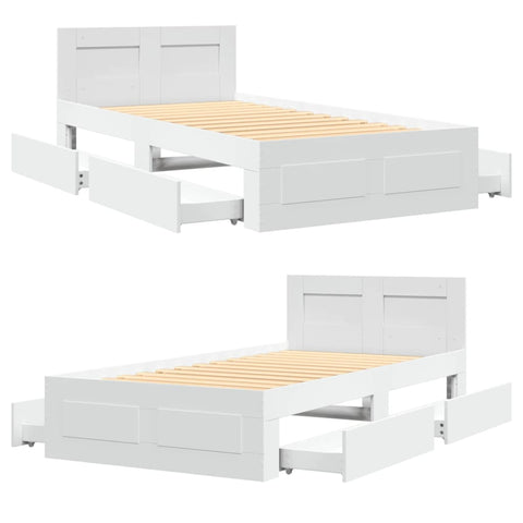 vidaXL Bed Frame with Headboard without Mattress White 75x190 cm Small Single