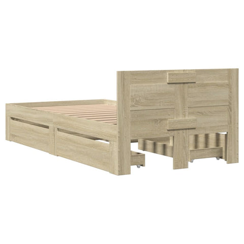 vidaXL Bed Frame with Headboard without Mattress Sonoma Oak 75x190 cm Small Single