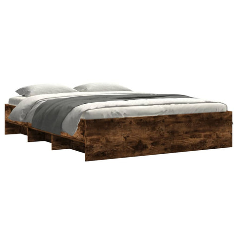 vidaXL Bed Frame without Mattress Smoked Oak 160x200 cm Engineered Wood