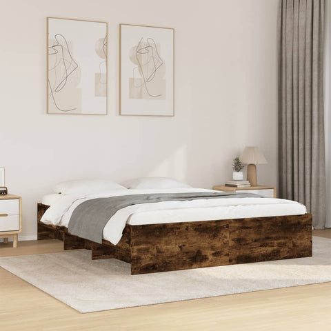 vidaXL Bed Frame without Mattress Smoked Oak 160x200 cm Engineered Wood