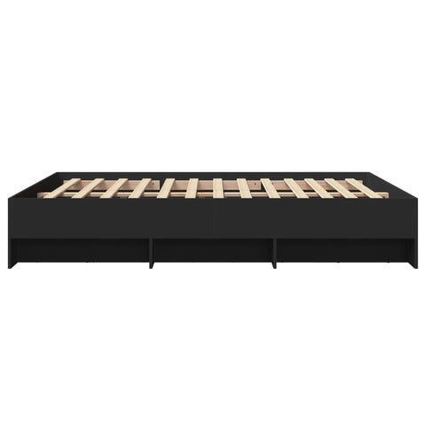 vidaXL Bed Frame without Mattress Black 150x200 cm King Size Engineered Wood