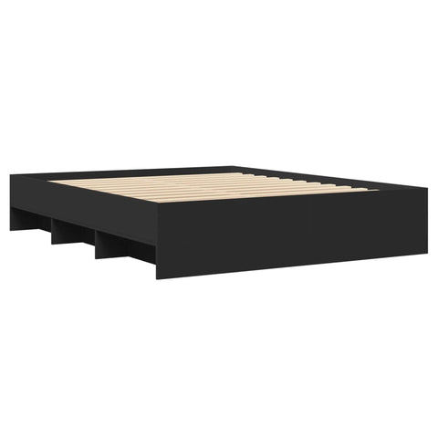 vidaXL Bed Frame without Mattress Black 150x200 cm King Size Engineered Wood