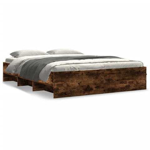 vidaXL Bed Frame without Mattress Smoked Oak 150x200 cm King Size Engineered Wood