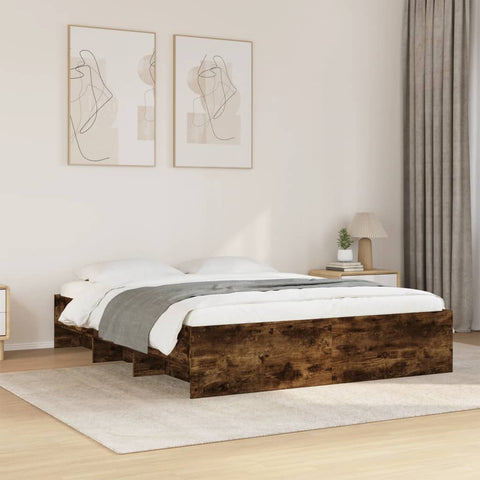 vidaXL Bed Frame without Mattress Smoked Oak 150x200 cm King Size Engineered Wood