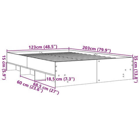 vidaXL Bed Frame without Mattress Grey Sonoma 120x200 cm Engineered Wood