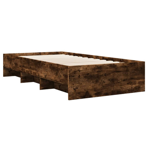 vidaXL Bed Frame without Mattress Smoked Oak 100x200 cm Engineered Wood
