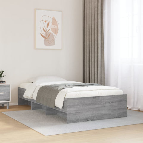 vidaXL Bed Frame without Mattress Grey Sonoma 100x200 cm Engineered Wood
