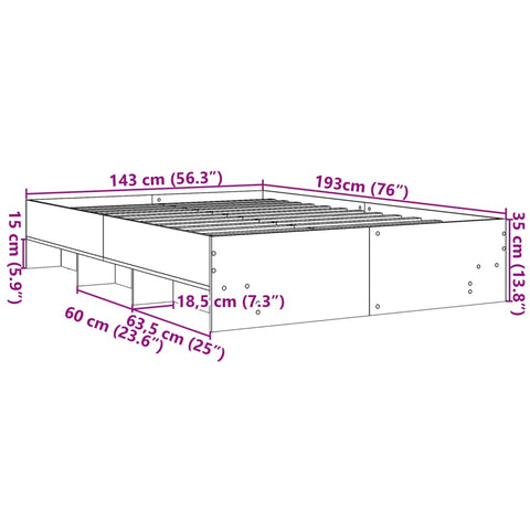 vidaXL Bed Frame without Mattress Brown Oak 140x190 cm Engineered Wood