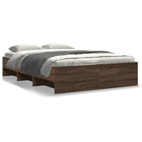 vidaXL Bed Frame without Mattress Brown Oak 135x190 cm Double Engineered Wood