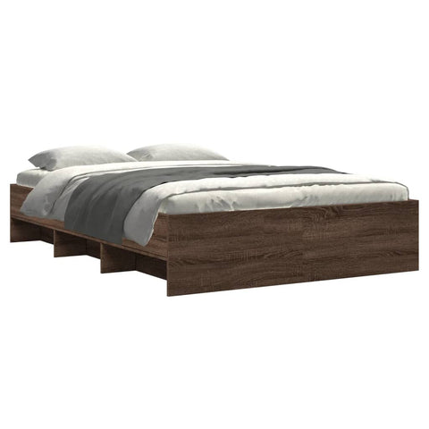 vidaXL Bed Frame without Mattress Brown Oak 135x190 cm Double Engineered Wood