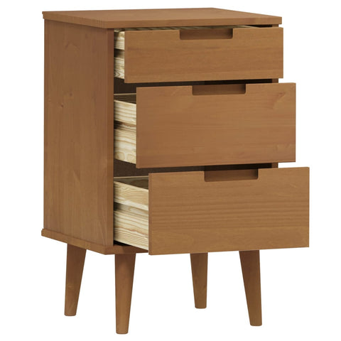 vidaXL Bedside Cabinet MOLDE Brown 40x35x65 cm Solid Wood Pine