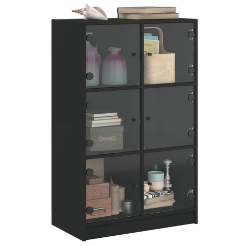 vidaXL Highboard with Doors Black 68x37x109 cm Engineered Wood