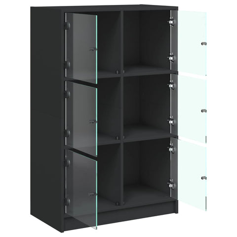 vidaXL Highboard with Doors Black 68x37x109 cm Engineered Wood