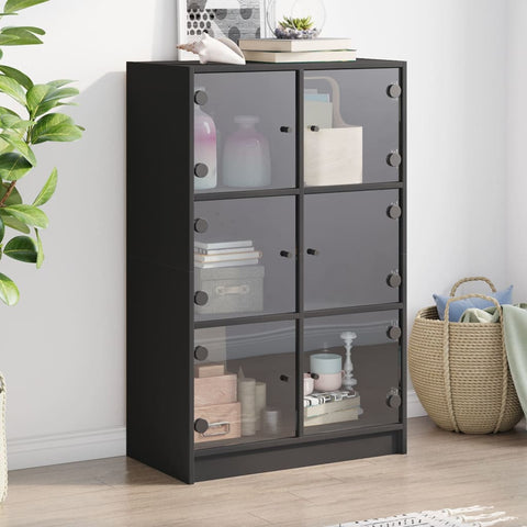 vidaXL Highboard with Doors Black 68x37x109 cm Engineered Wood