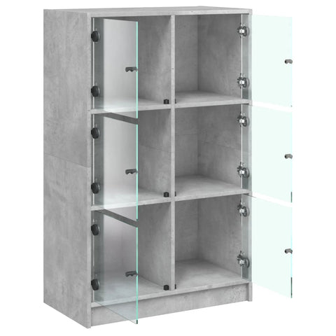 vidaXL Highboard with Doors Concrete Grey 68x37x109 cm Engineered Wood