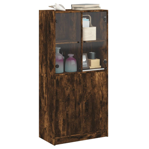 vidaXL Highboard with Doors Smoked Oak 68x37x142 cm Engineered Wood