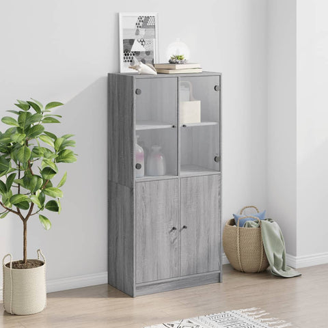 vidaXL Highboard with Doors Grey Sonoma 68x37x142 cm Engineered Wood
