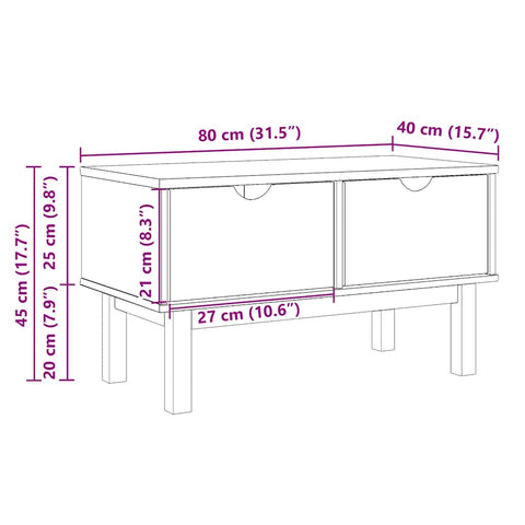 vidaXL Hallway Bench OTTA 80x40x45 cm Solid Wood Pine