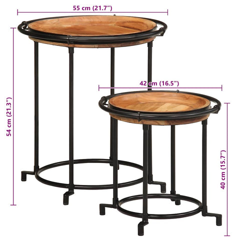vidaXL 2 Piece Side Table Set Solid Wood Acacia