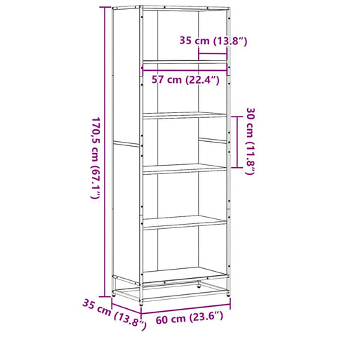 vidaXL Bookcase Black 60x35x170.5 cm Engineered Wood