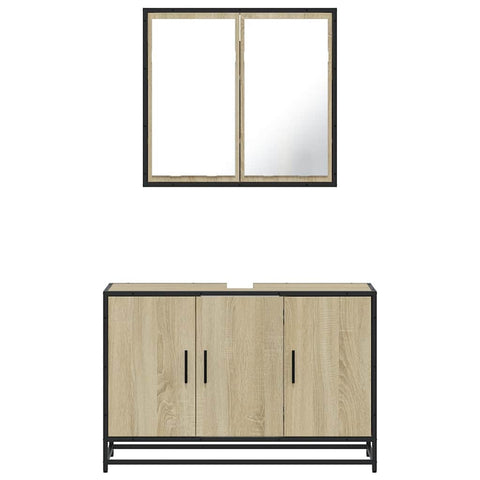 vidaXL 2 Piece Bathroom Furniture Set Sonoma Oak Engineered Wood