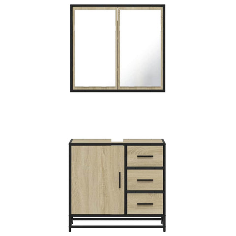 vidaXL 2 Piece Bathroom Furniture Set Sonoma Oak Engineered Wood