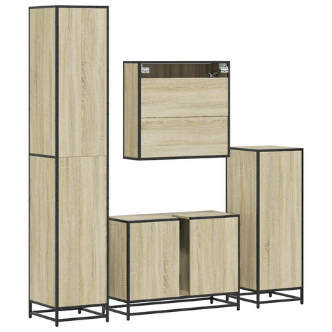 vidaXL 4 Piece Bathroom Furniture Set Sonoma Oak Engineered Wood