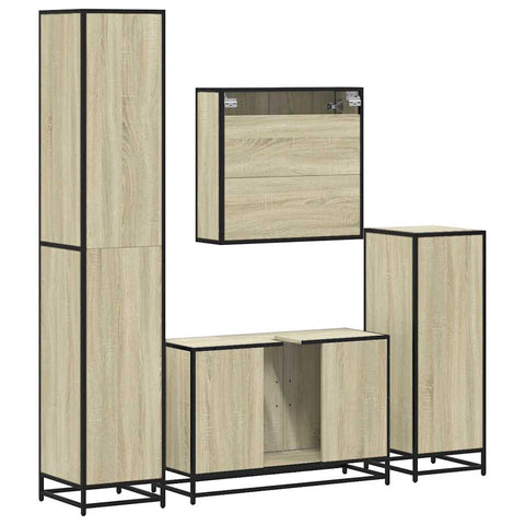 vidaXL 4 Piece Bathroom Furniture Set Sonoma Oak Engineered Wood