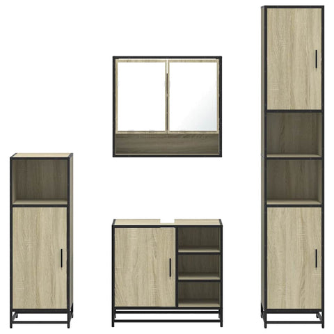 vidaXL 4 Piece Bathroom Furniture Set Sonoma Oak Engineered Wood