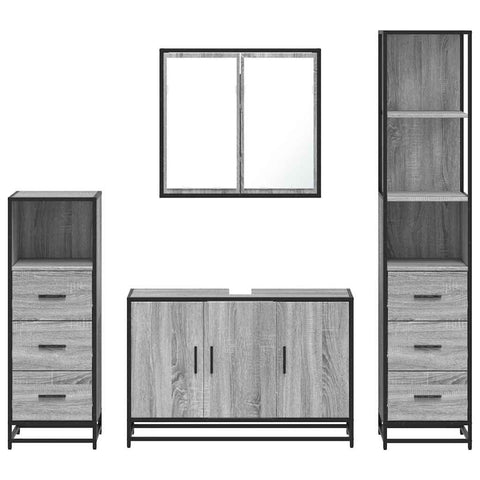 vidaXL 4 Piece Bathroom Furniture Set Grey Sonoma Engineered Wood
