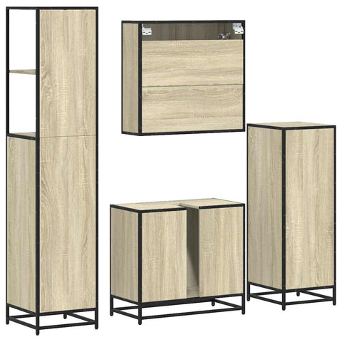 vidaXL 4 Piece Bathroom Furniture Set Sonoma Oak Engineered Wood