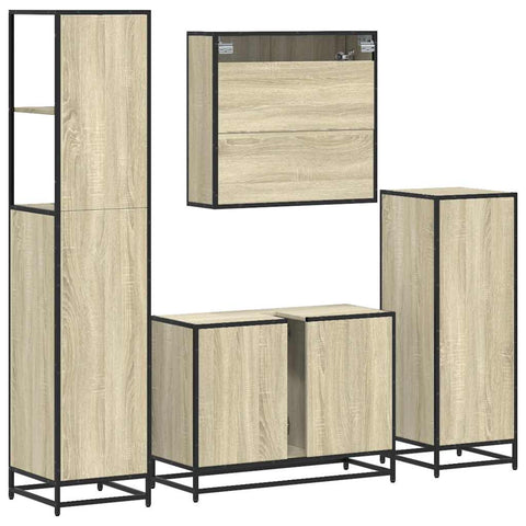 vidaXL 4 Piece Bathroom Furniture Set Sonoma Oak Engineered Wood
