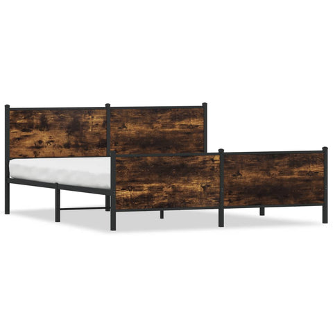 vidaXL Metal Bed Frame without Mattress Smoked Oak 200x200 cm