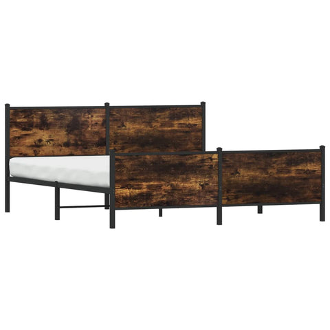 vidaXL Metal Bed Frame without Mattress Smoked Oak 200x200 cm