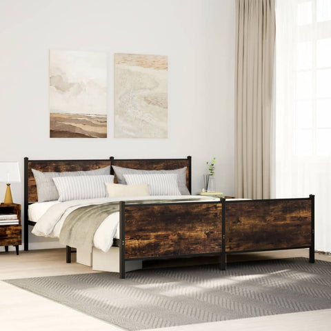 vidaXL Metal Bed Frame without Mattress Smoked Oak 200x200 cm