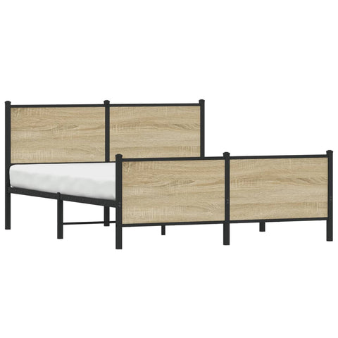 vidaXL Metal Bed Frame without Mattress Sonoma Oak 140x190 cm