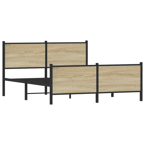 vidaXL Metal Bed Frame without Mattress Sonoma Oak 140x190 cm