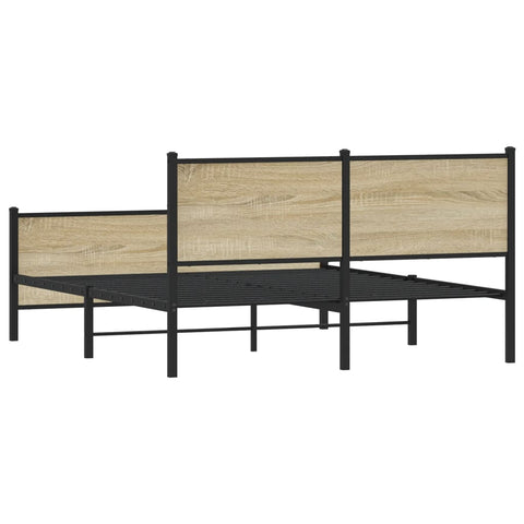 vidaXL Metal Bed Frame without Mattress Sonoma Oak 140x190 cm