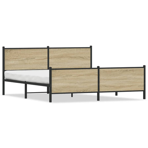 vidaXL Metal Bed Frame without Mattress Sonoma Oak 183x213 cm