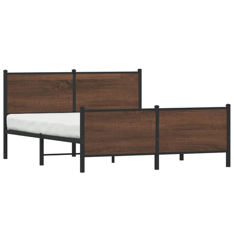 vidaXL Metal Bed Frame without Mattress Brown Oak 140x200 cm