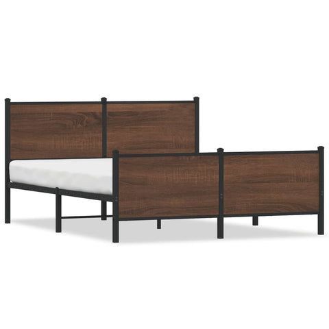 vidaXL Metal Bed Frame without Mattress Brown Oak 160x200 cm