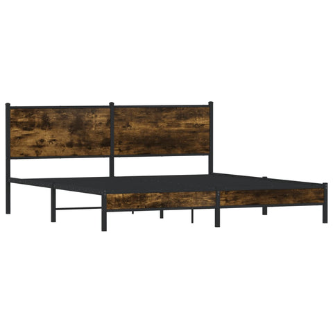 vidaXL Metal Bed Frame without Mattress Smoked Oak 183x213 cm
