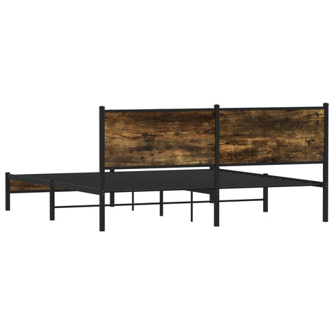 vidaXL Metal Bed Frame without Mattress Smoked Oak 183x213 cm