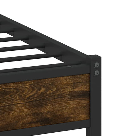 vidaXL Metal Bed Frame without Mattress Smoked Oak 183x213 cm