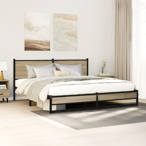 vidaXL Metal Bed Frame without Mattress Sonoma Oak 183x213 cm