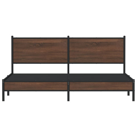 vidaXL Metal Bed Frame without Mattress Brown Oak 180x200 cm Super King