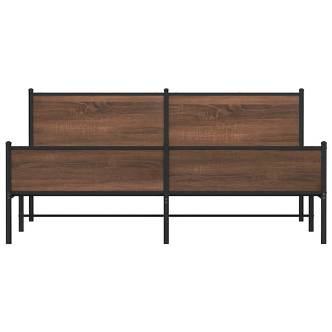 vidaXL Metal Bed Frame without Mattress Brown Oak 160x200 cm