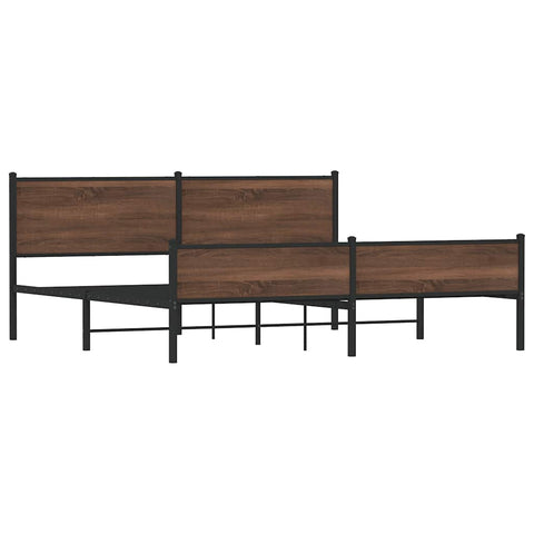 vidaXL Metal Bed Frame without Mattress Brown Oak 193x203 cm